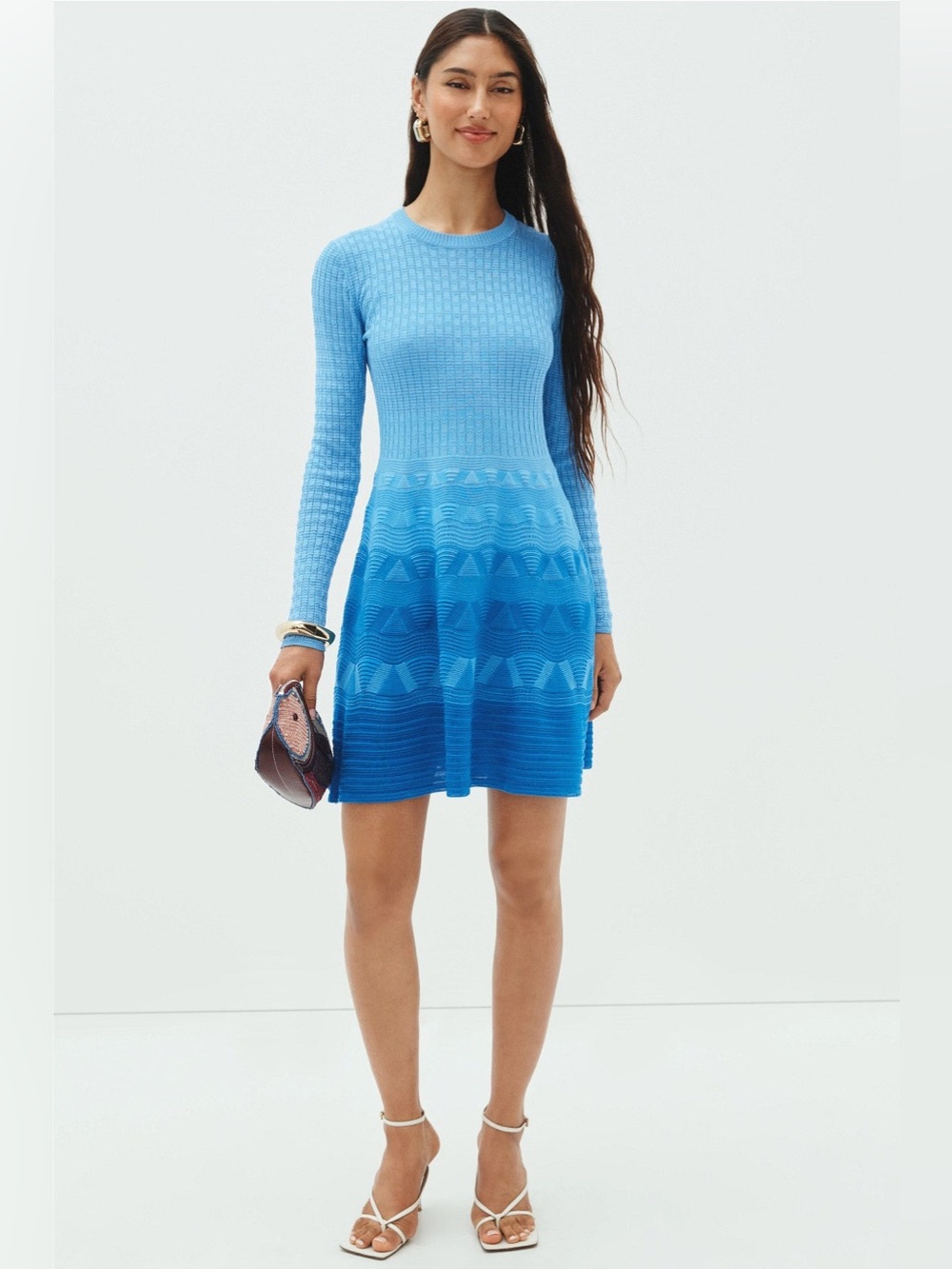 MISSONI | WAVE-PATTERN LONG SLEEVE DRESS size L NWT